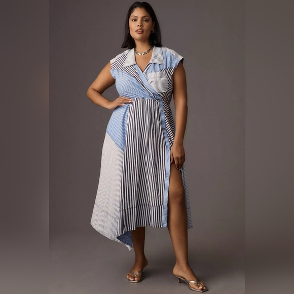 Pilcro Dresses & Skirts - Pilcro Blue and White Striped Midi Dress